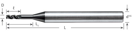    3 flute square end mills - reinforced shank for tough machining applications (Series Titan AX / AXM) extended reach